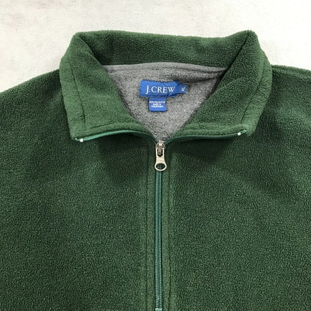 Vintage J. Crew Fleece Sweater Jacket Men's Extra Large Green 1/4 Zip Pullover